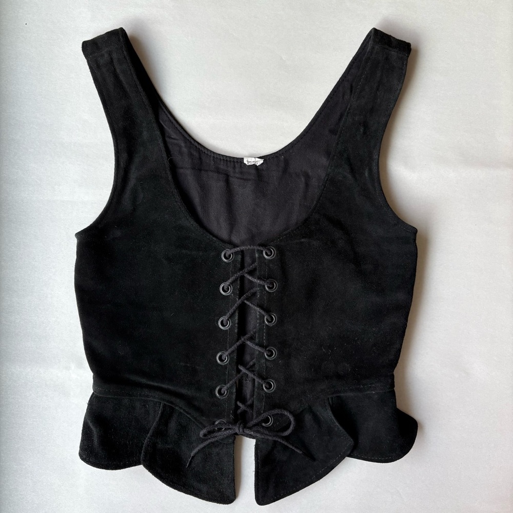 Cottagecore RenFaire Steampunk Goth Leather Bodice Corset Top Small